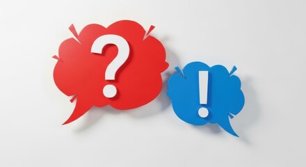 Red Blue Cloud Speech Bubbles Light Grey Background Communication