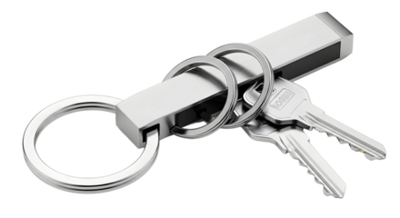 Silver keys keychain metal keyring accessory security lock unlock access everyday carry portable object on transparent background