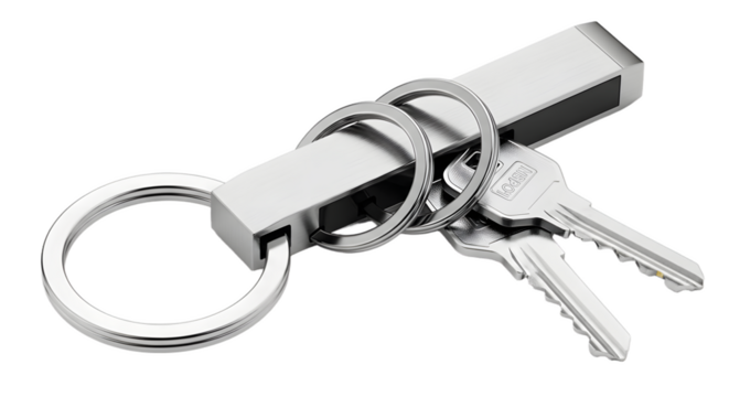 Silver keys keychain metal keyring accessory security lock unlock access everyday carry portable object on transparent background - Powered by Adobe