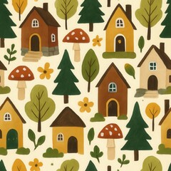 Cozy Village Forest Pattern