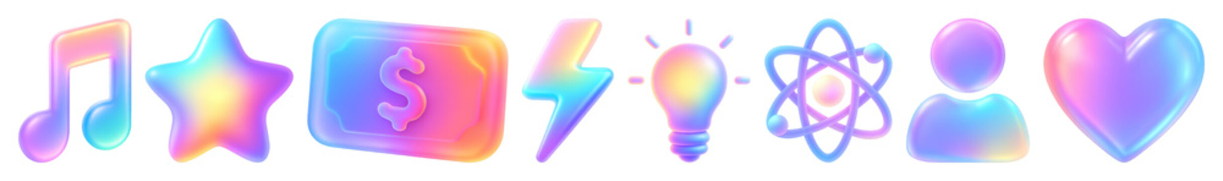 Colorful holographic icon set