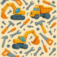 Construction Vehicles Pattern