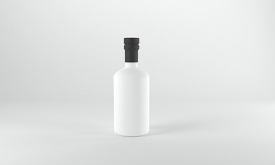 Stylish white bottle with black cap for branding mockups and product presentation with clean modern design