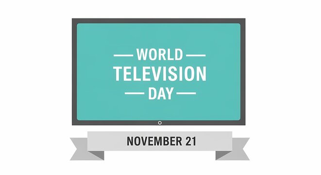 World television day with screen and november 21 isolated on white background