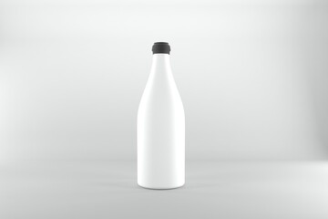Sleek white bottle mockup for branding and product presentations in a modern, minimalist studio setting