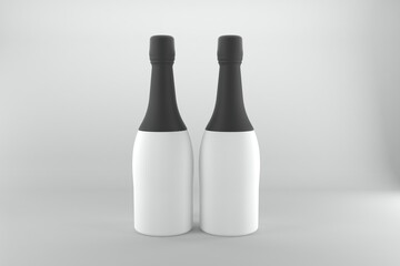 Minimalist champagne bottles for celebrations and elegant events, perfect for product mockups