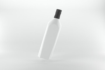 Minimalist white bottle mockup with black cap, perfect for showcasing your product design concepts