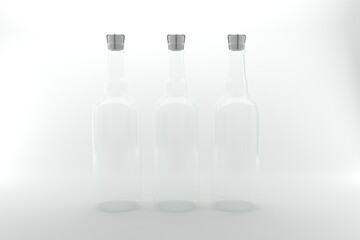 Clean glass bottles with metal caps, perfect for product mockups and elegant branding concepts