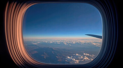 Airplane window view of Earth and sky