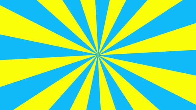 retro comic book page blue yellow combo background with rays seamless loop animation, abstract line rays sunburst manga anime backdrop, comic colorful radial speed lines  cartoon popup art vintage