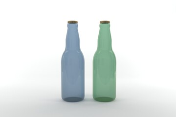 Colorful beer bottles on a white background, perfect for refreshing drinks and branding.