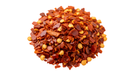 Red pepper flakes chili spice crushed ingredient cooking food seasoning hot spicy dry cuisine flavor on transparent background