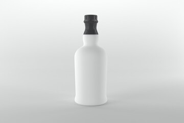 Elegant white wine bottle mockup with black cap, perfect for branding and product design