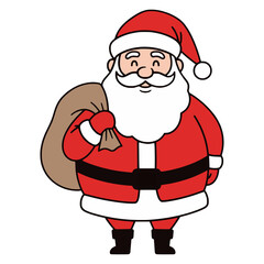 Happy Santa Claus Carrying a Sack of Gifts Cartoon