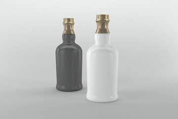 Elegant bottles with golden caps, perfect for branding or product mockups on a clean background