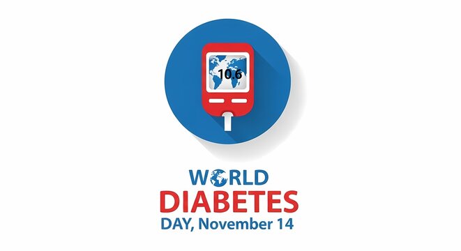 World diabetes day, november 14 isolated on white background