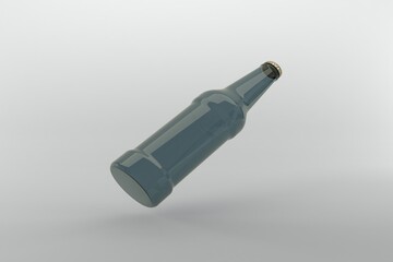Elegant beer bottle mockup floating on gray background, perfect for beverage branding and product design.
