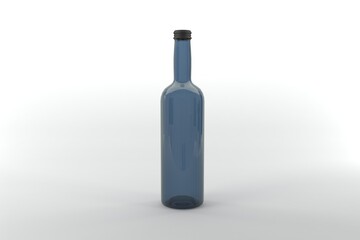 Elegant blue glass bottle on white background, perfect for product mockups and branding designs