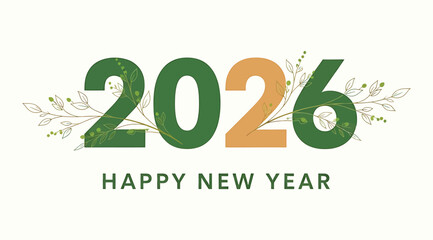 Welcoming the year 2026 with a happy new year message, adorned with delicate floral accents, symbolizing growth, renewal, and the anticipation of a prosperous and joyful year ahead isolated on