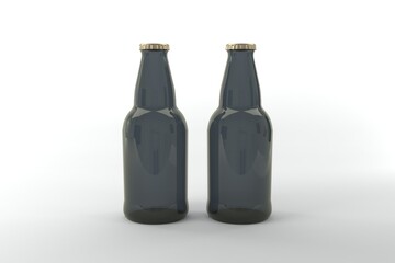 Two elegant beer bottles ready to be filled for a refreshing drink at a modern party