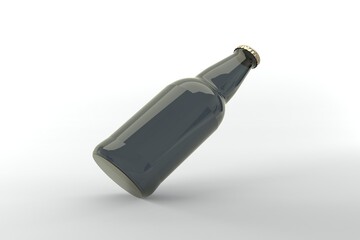 Dark beer bottle isolated on white background, perfect for beverage branding and design projects