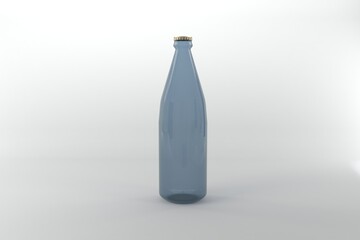 Elegant blue glass bottle with gold cap, ideal for product mockups and beverage branding presentations