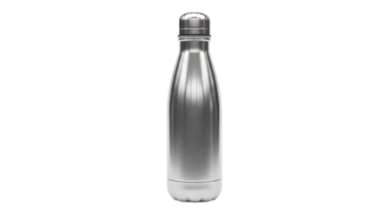 Silver bottle stainless steel bottle water bottle metal bottle reusable bottle drinkware container hydration on transparent background