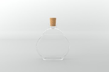 Elegant empty glass decanter with cork stopper ready for your vintage spirits or homemade infusions today