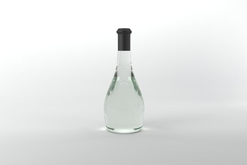 Elegant glass bottle with clear liquid for product mockups and sophisticated brand presentations today