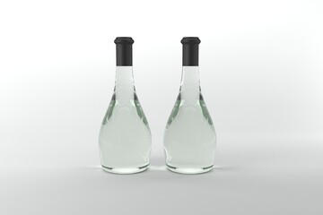 Elegant clear glass bottles for minimalist branding mockup and sophisticated product presentations at your next event