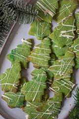 Christmas homemade gingerbread cookies on wooden table