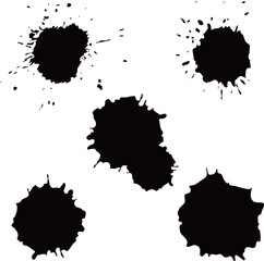 血痕・血のベクター素材のセット　黒