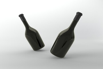 Elegant wine bottles floating on minimalist backdrop for sophisticated brand promotions and product mockups