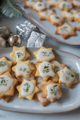 Christmas homemade gingerbread cookies on wooden table