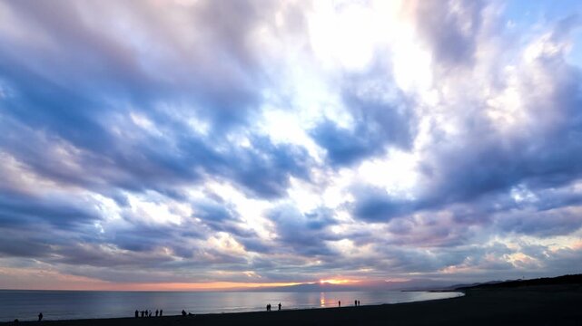湘南海岸の夕陽（タイムラプス）
