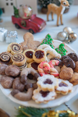 Christmas homemade gingerbread cookies on wooden table