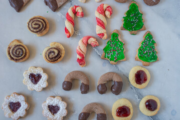 Christmas homemade gingerbread cookies on wooden table