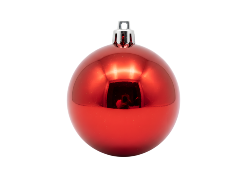 Red Christmas Ornament ball PNG — Realistic Shiny Holiday Bauble Decoration