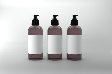 Elegant cosmetic bottles with blank labels, perfect for beauty product branding and design projects