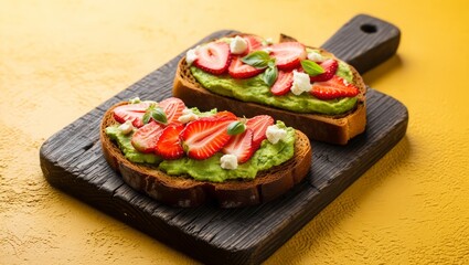 Avocado Toast with Fresh Strawberries and Balsamic Glaze