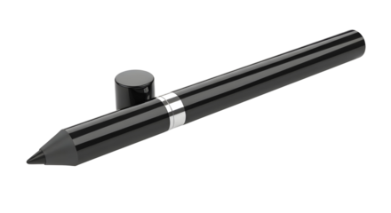 Black eye pencil with cap cosmetic product isolated PNG with Transparent Background