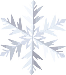 Elegant white paper cut snowflake vector illustration, winter holiday decoration symbol for Christmas card design, 3D frozen ice crystal icon isolated on background.