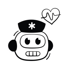 Creatively designed hand drawn icon of medical robot, premium vector