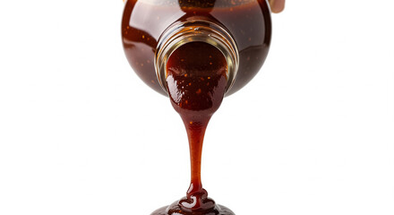 very thick barbecue sauce pouring