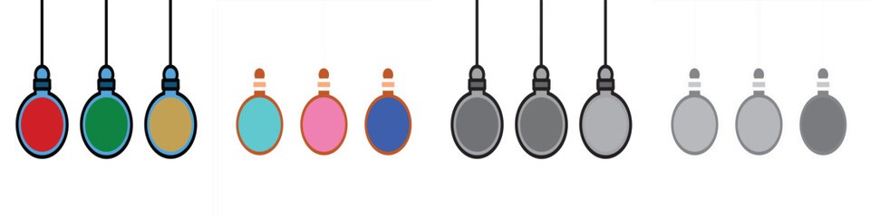 collection 4 vector hanging Christmas ornaments