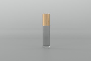 Elegant perfume bottle mockup on soft gray background adds a touch of luxury to any cosmetics campaign