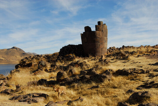 Sillustani, Ancient Pre-Inca Burial Towers beside Lake Umayo, Puno, Peru