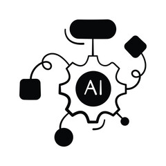 AI algorithm system for data and decision logic, premium hand drawn vector