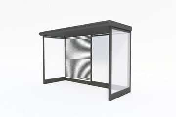 Modern bus stop shelter with sleek design ready for advertising campaigns and urban transportation needs