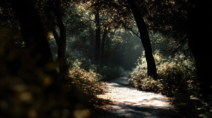 Fototapeta premium Forest path sunlight